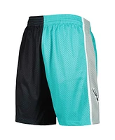 Men's Mitchell & Ness Teal, Black San Antonio Spurs Hardwood Classics 1998 Split Swingman Shorts