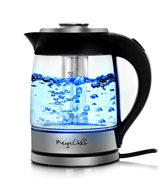 MegaChef 1.8 Quart Glass & Stainless Steel Electric Tea Kettle