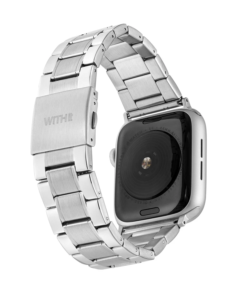 WITHit Silver-Tone Stainless Steel Y-Link Bracelet designed for Apple Watch 42mm (Series 1-3 only) & 44/45/46/49mm (Ultra & Ultra 2