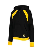 Women's Starter Black Boston Bruins Wishbone Half-Zip Hoodie