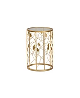 Baxton Studio Anaya Modern and Contemporary Glam 23.6" Brushed Finished Metal and Glass Leaf Accent End Table