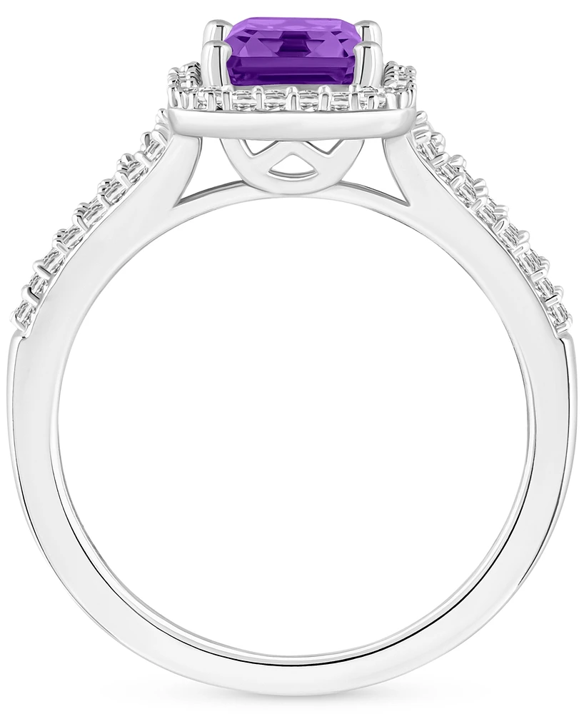 Amethyst (1-5/8 ct. t.w.) & Diamond (1/4 Split Shank Ring Sterling Silver (Also Citrine, Garnet, Peridot, Blue Topaz)