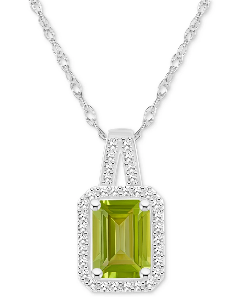Amethyst (1-5/8 ct. t.w.) & Diamond (1/6 Halo 18" Pendant Necklace Sterling Silver (Also Citrine, Garnet, Peridot, Blue Topaz)