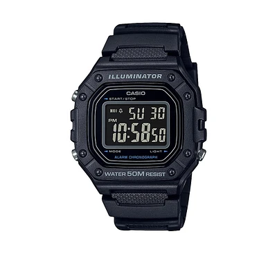 Casio Men's Digital Black Resin Watch 43.2mm, W218H-1BV