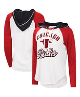 Women's G-iii 4Her by Carl Banks White Chicago Bulls Mvp Raglan Hoodie Long Sleeve T-shirt
