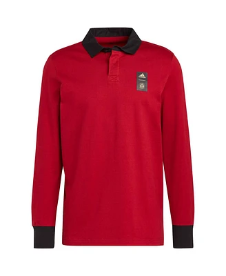 Men's adidas 2023 Player Red Atlanta United Fc Travel Long Sleeve Polo Shirt