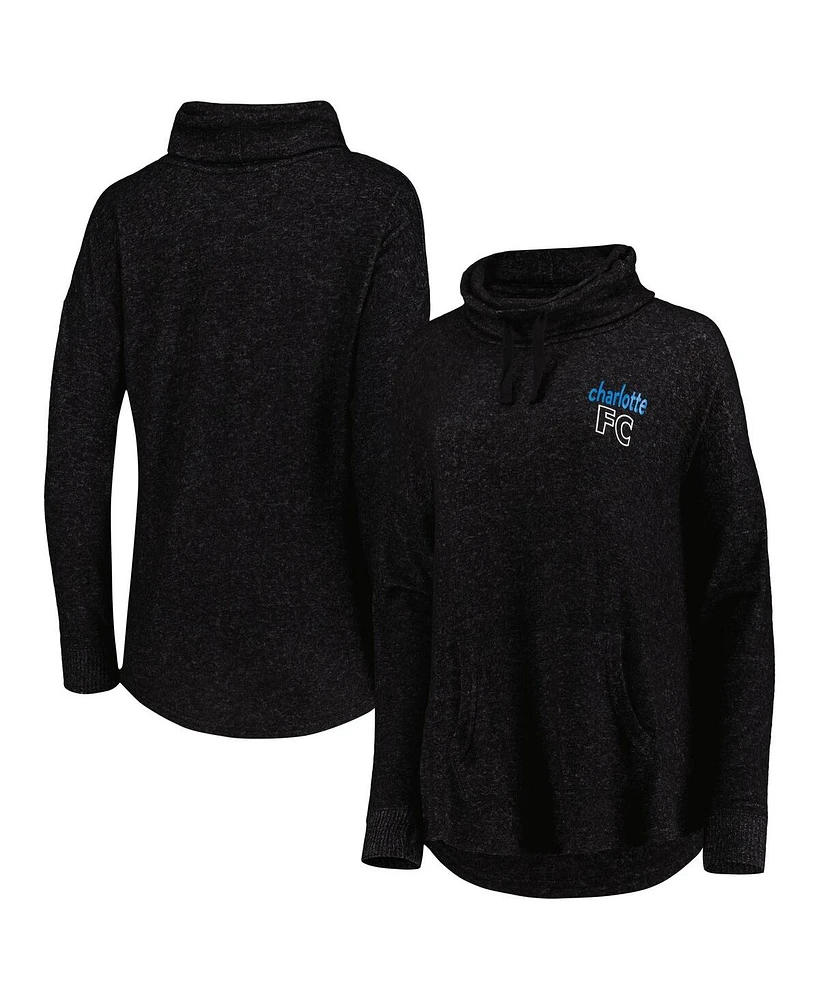 Women's Heathered Black Charlotte Fc Cuddle Tri-Blend Pullover Sweatshirt