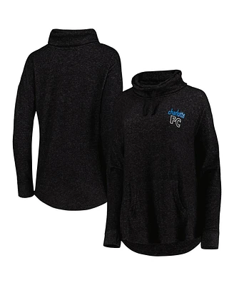 Women's Heathered Black Charlotte Fc Cuddle Tri-Blend Pullover Sweatshirt
