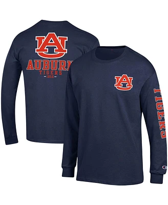 Men's Champion Navy Auburn Tigers Team Stack Long Sleeve T-shirt