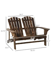 Outsunny 2-Person Adirondack Loveseat, Wood,