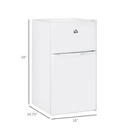 Homcom 3.2 Cu.Ft Mini Fridge with Freezer and Adjustable Shelf,