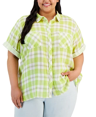 Tommy Hilfiger Plus Cotton Button-Front Camp Shirt