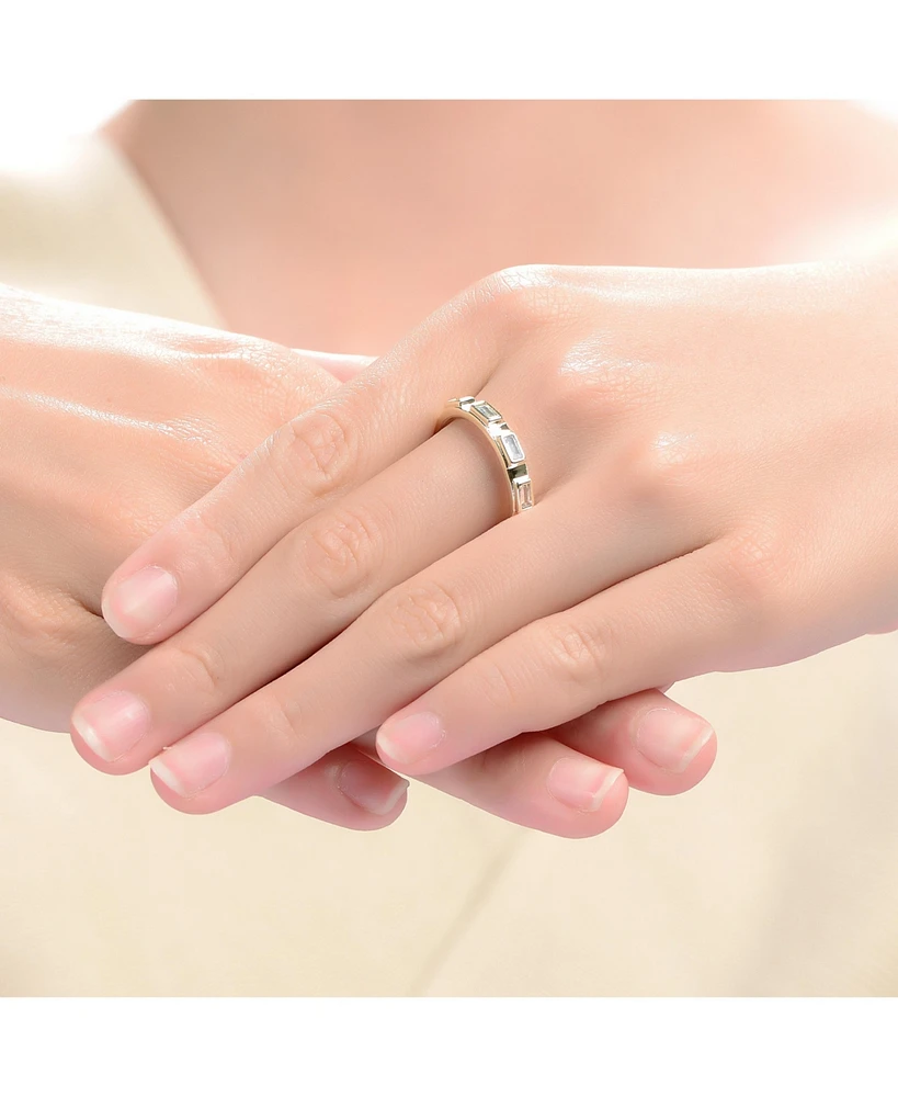 Ra 14K Gold Plated Baguette Cubic Zirconia Band Ring