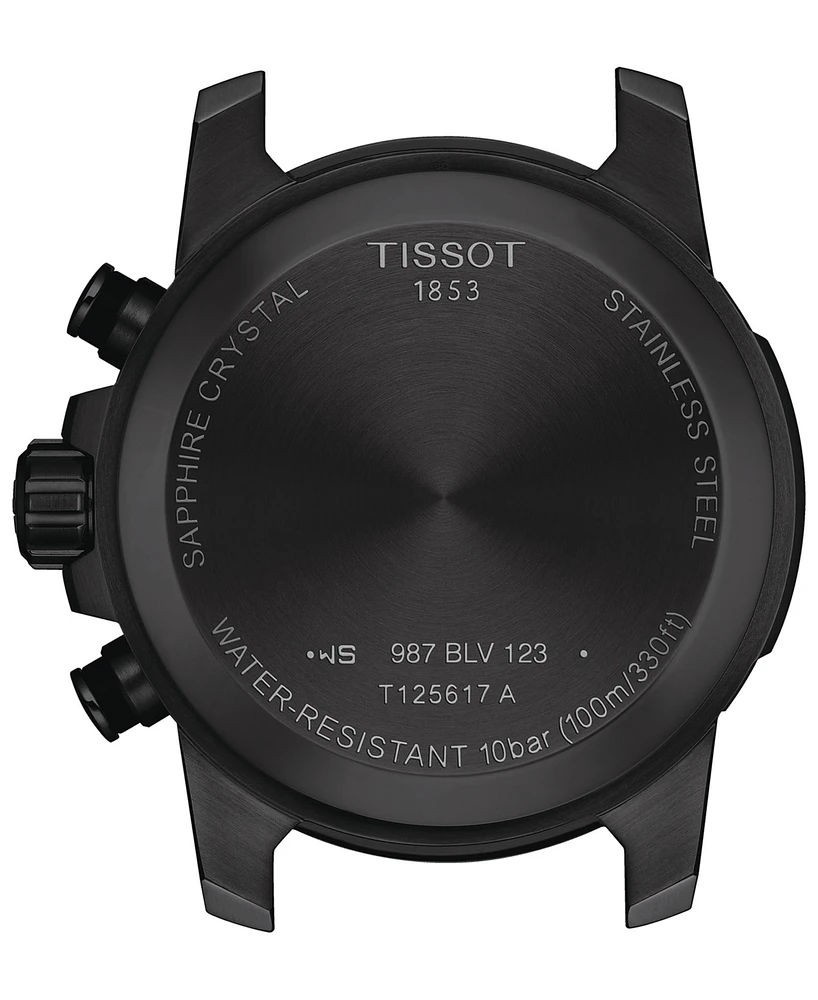 Tissot Men's Swiss Chronograph Supersport Black Leather Strap Watch 46mm
