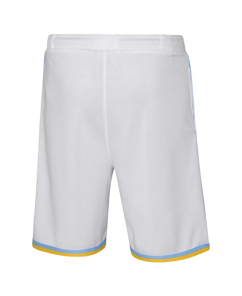 Big Boys and Girls Nike White Los Angeles Lakers Hardwood Classics Swingman Shorts