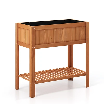 Rectangle Wood Flower Planter Box Portable Raised Vegetable Patio