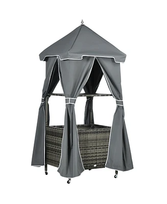 Outsunny Outdoor Towel Rack for Pool, Cove Pool Caddy,