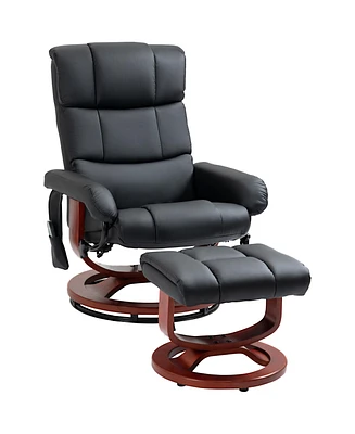 Homcom Electric Faux Leather Recliner with Ottoman,10 Vibration Points,