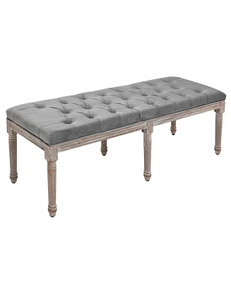 Homcom Accent Bench Tufted Upholste Fabric Ottoman for Living Room, Bedroom