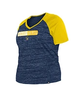 Women's New Era Navy Milwaukee Brewers Plus Size Space Dye Raglan V-Neck T-shirt
