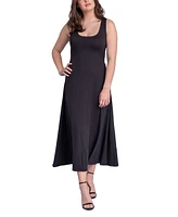 24seven Comfort Apparel Women's Relaxed Sleeveless Tunic A-Line Long Dress