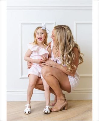Mommy Me Linen Sleeveless Rompers In Pink Check