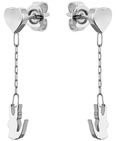 Lacoste Stainless Steel Heart and Crocodile Drop Earrings
