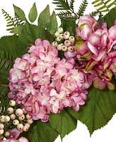 Nearly Natural 24" Pink Hydrangea & Berry Artificial Wreath
