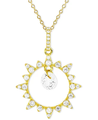 Cubic Zirconia Sunburst Orbital 18" Pendant Necklace