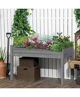 Outsunny 48" Raised Garden Bed Elevated Wooden Planter Box with Holes,