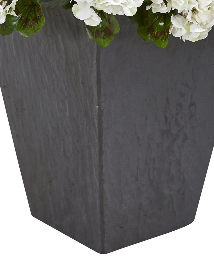 Nearly Natural Geranium Artificial Plant in Slate Plater Uv Resistant