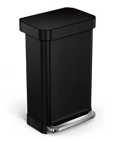 simplehuman 45 Liter Rectangular Liner Rim Steel Kitchen Trash Can with Liner Pocket