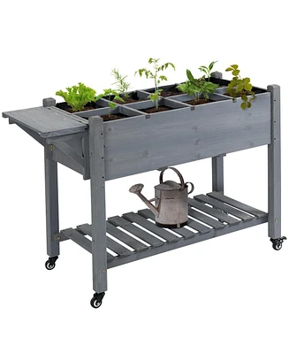 Outsunny 49" x 21" x 34" Raised Garden Bed w/ 8 Grow Grids,