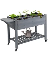 Outsunny 49" x 21" x 34" Raised Garden Bed w/ 8 Grow Grids,