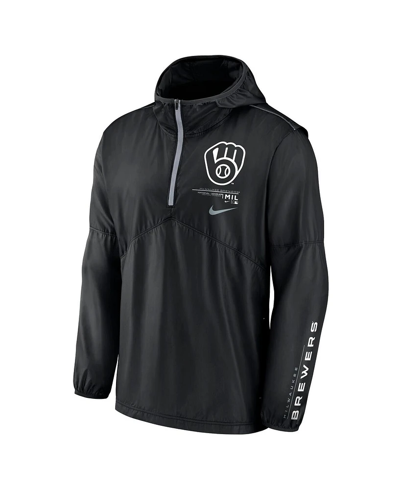Men's Nike Black Milwaukee Brewers Night Game Half-Zip Hoodie