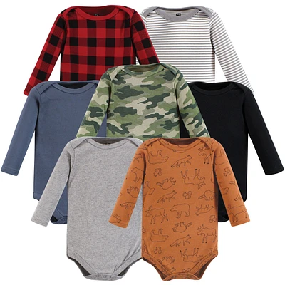 Hudson Baby Baby Boys Hudson Long-Sleeve Cotton Bodysuit Collection 7-Piece Set