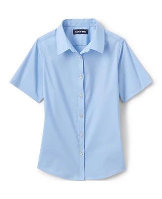 Lands' End Big Girls No Gape Short Sleeve Stretch Shirt