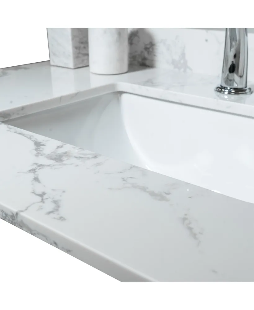 Streamdale Furniture 37 Inch Bathroom Vanity Top Stone Carrara New Style Tops With Rectangle Undermount