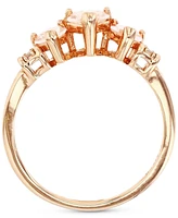 Lab-Grown Morganite Triple Heart Ring (1-1/20 ct. t.w.) in 14k Rose Gold-Plated Sterling Silver