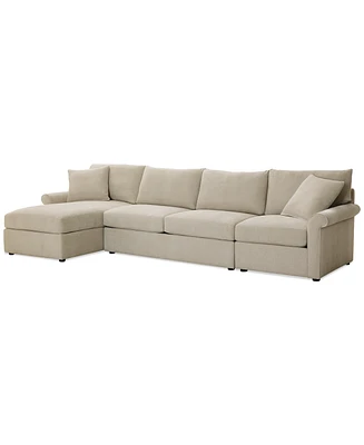 Closeout! Wrenley 134" 3-Pc. Fabric Sectional Chaise Sofa, Created for Macy's