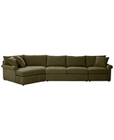 Closeout! Wrenley 166" 3-Pc. Fabric Cuddler Chaise Sectional Sofa, Created for Macy's