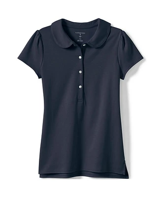 Lands' End Girls Short Sleeve Peter Pan Collar Polo Shirt