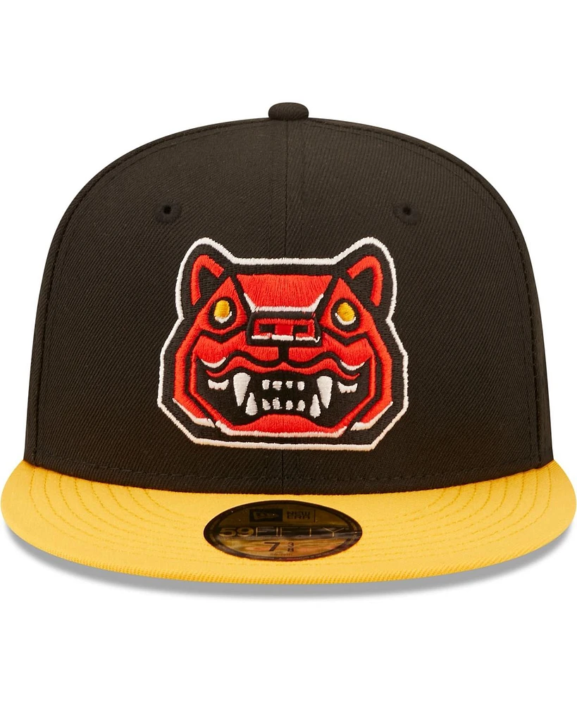 Men's New Era Black, Yellow Gatos Feroces De Hampshire Copa La Diversion 59FIFTY Fitted Hat