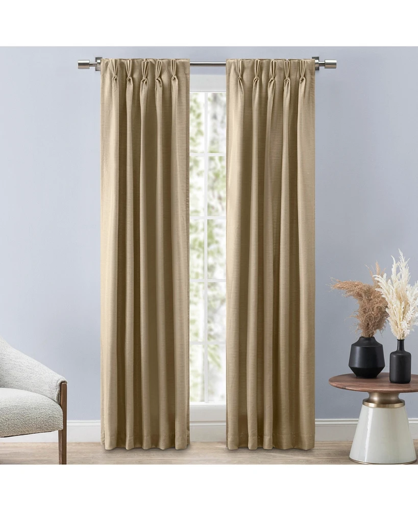 Ricardo Grasscloth 2/Way Pinch Pleated w/Back Tabs Pair Curtain 100"W x 96"L