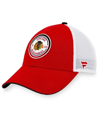 Men's Fanatics Red, White Chicago Blackhawks Iconic Gradient Trucker Snapback Hat
