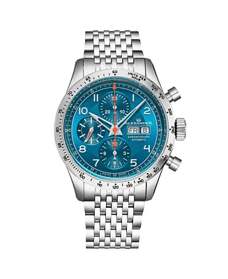 Alexander Men's Megalos Silver-tone Stainless Steel, Blue Dial, 51mm Round Watch