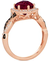 Le Vian Raspberry Rhodolite (2-1/2 ct. t.w.) & Diamond (3/8 ct. t.w.) Halo Twist Ring in 14k Rose Gold