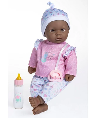 Jc Toys La Baby African American 14.3" Soft Body Baby Doll 3-Piece Outfit with Pacifier, Magic Bottle Set