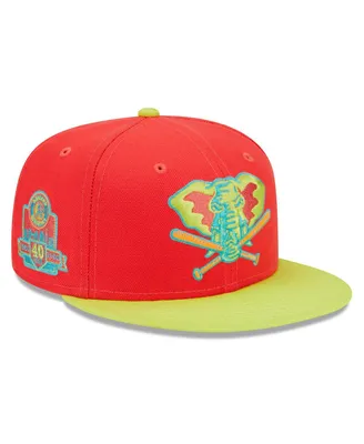 Men's New Era Red, Neon Green Oakland Athletics 40th Anniversary Lava Highlighter Combo 59FIFTY Fitted Hat