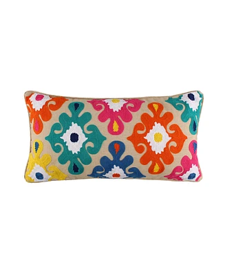Levtex Fantasia Boho Crewel Stitch Decorative Pillow, 12" x 24"